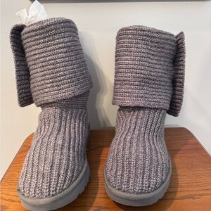 UGG Gray Knit Combat Boots